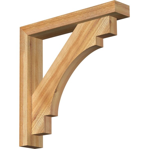 Ekena Millwork Merced Block Rough Sawn Bracket w/ Offset Brace, Western Red Cedar, 4"W x 22"D x 22"H BKT0402X22X22MRC05RWR - main